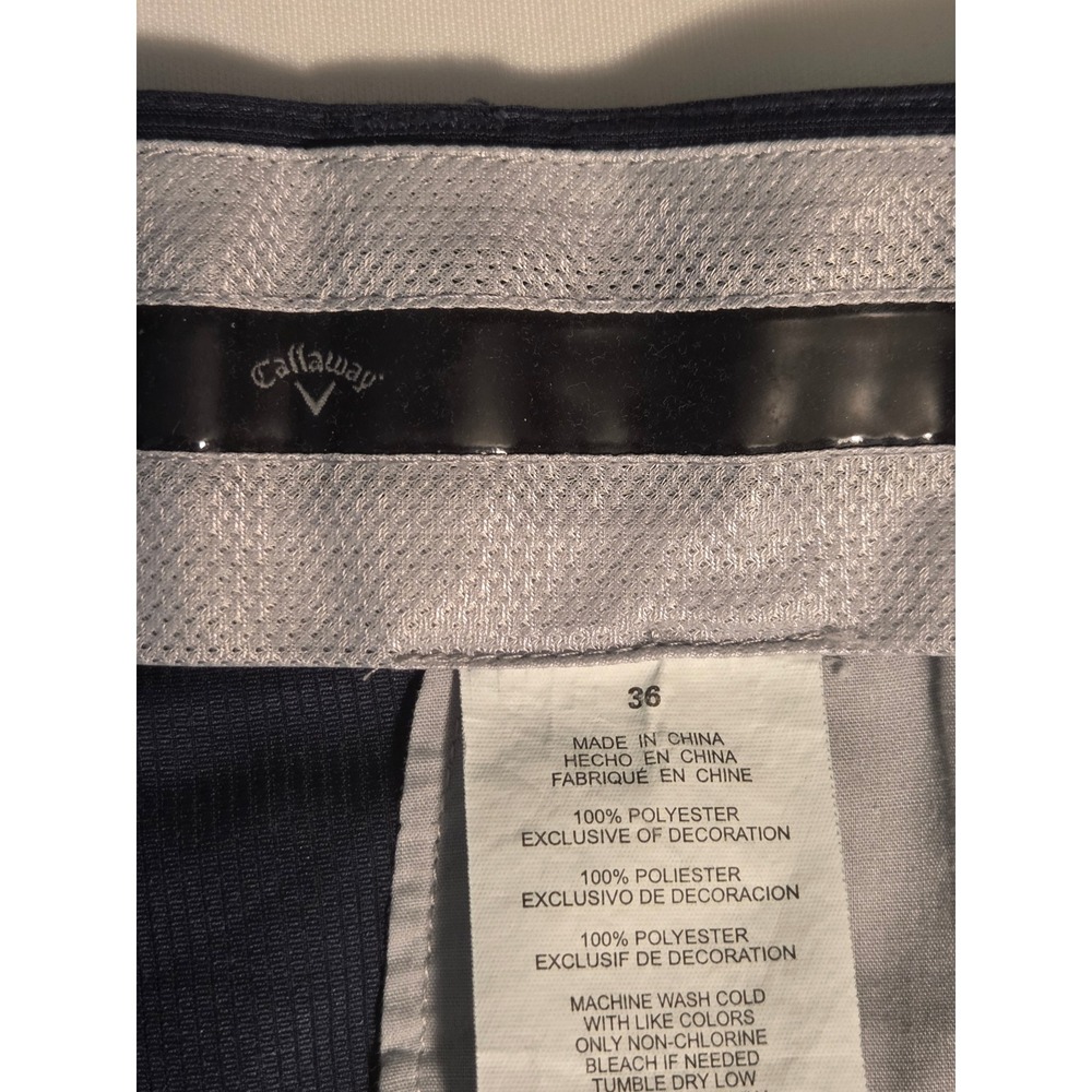 Callaway Golf Shorts Mens 36 Navy Blue Excellent Micro Stripe Flat Front Pockets - Picture 6 of 6